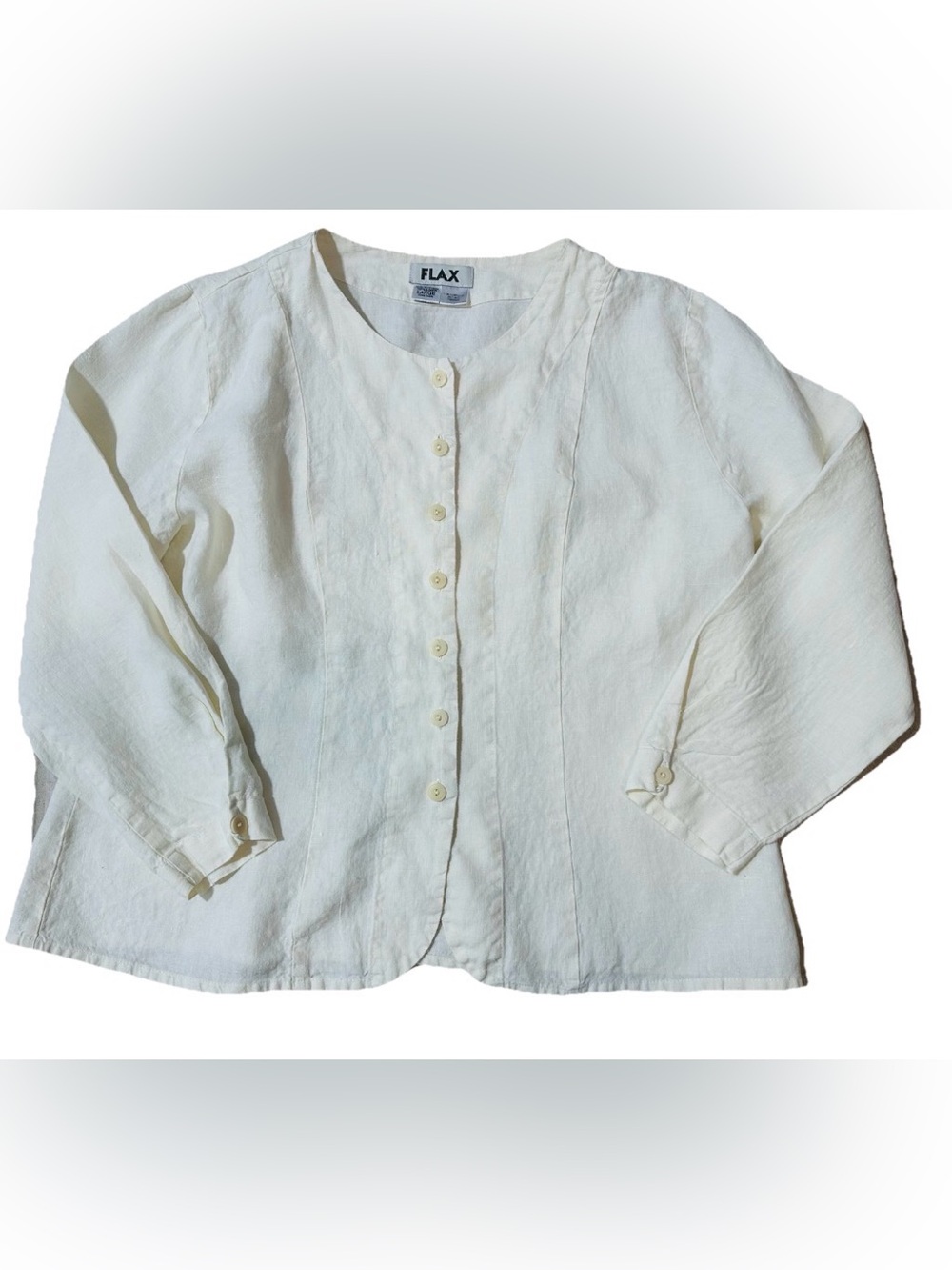 FLAX 100% Linen Buttoned Jacket L Lightweight Lagenlook Breathable Minimalist